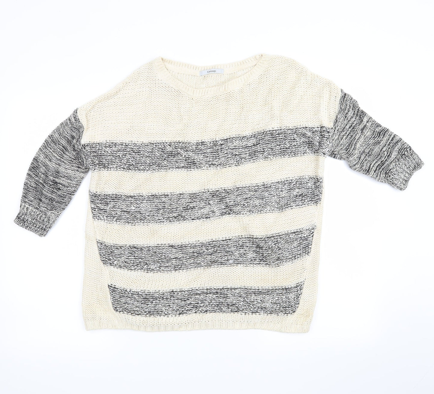 George Womens Ivory Striped  Pullover Jumper Size 10