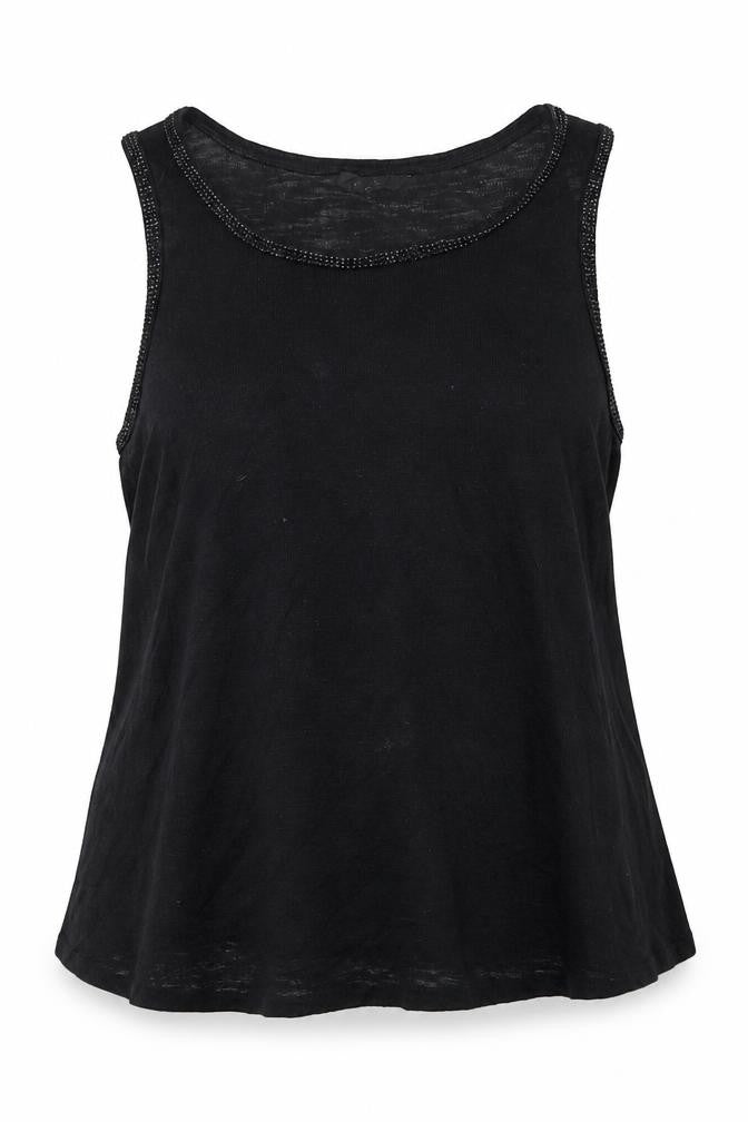 NEXT Womens Black   Basic Tank Size 14  - Beaded Collar