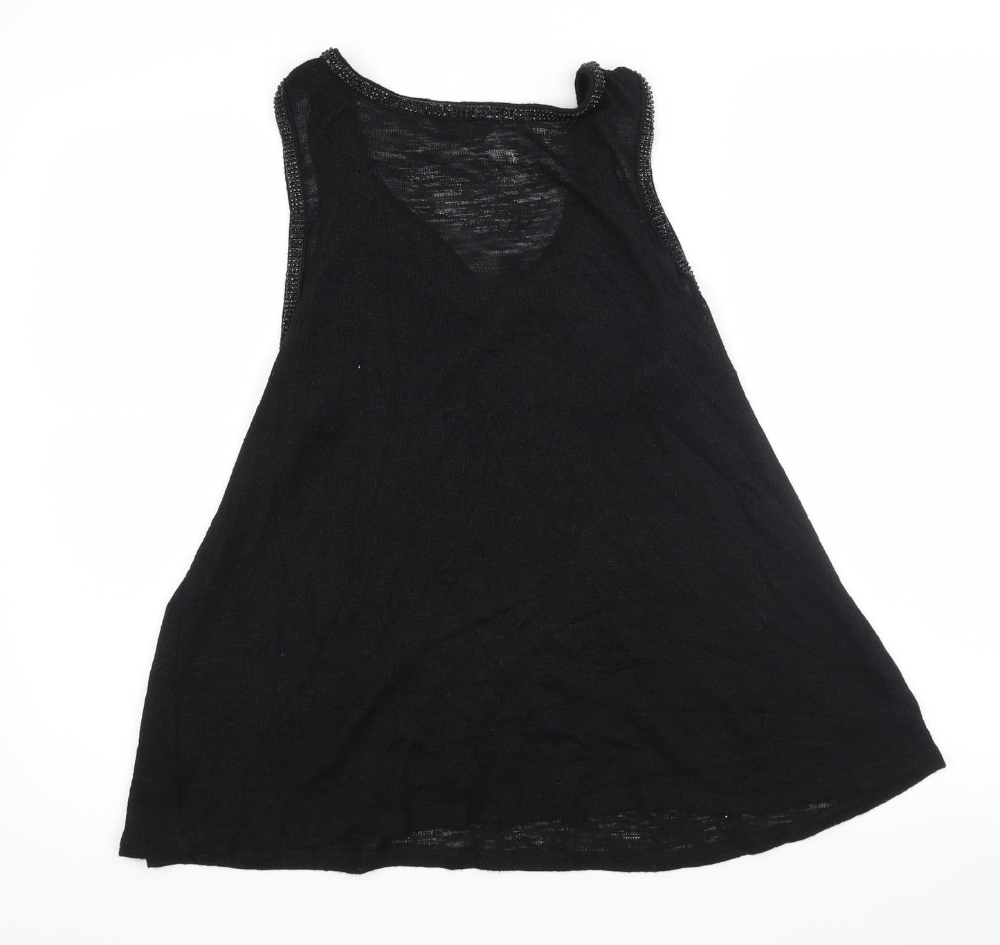 NEXT Womens Black   Basic Tank Size 14  - Beaded Collar
