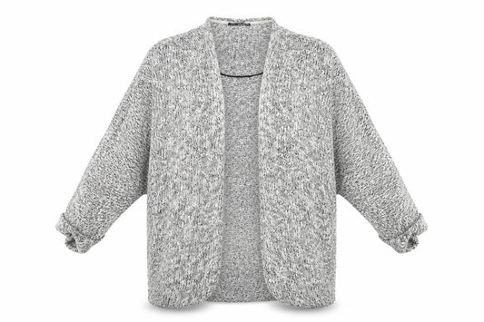 Front view of Atmosphere women’s grey cardigan jumper, size S