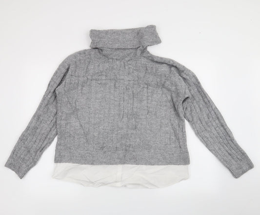 New Look Womens Grey   Pullover Jumper Size M  - Turtle Neck Jumper