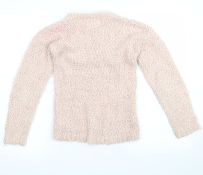 Back view of yd girls’ pink jumper, size 9-10, years - beaded collar