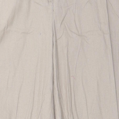 Close-up detail of Bonprix women’s brown trousers, size UK 16, 31-inch leg