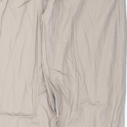 Brand and care label for Bonprix women’s brown trousers, size UK 16, 31-inch leg
