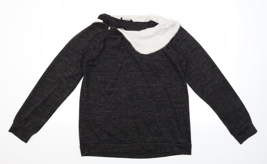 Today Womens Grey  Knit Pullover Jumper Size L  - zip up neck hole