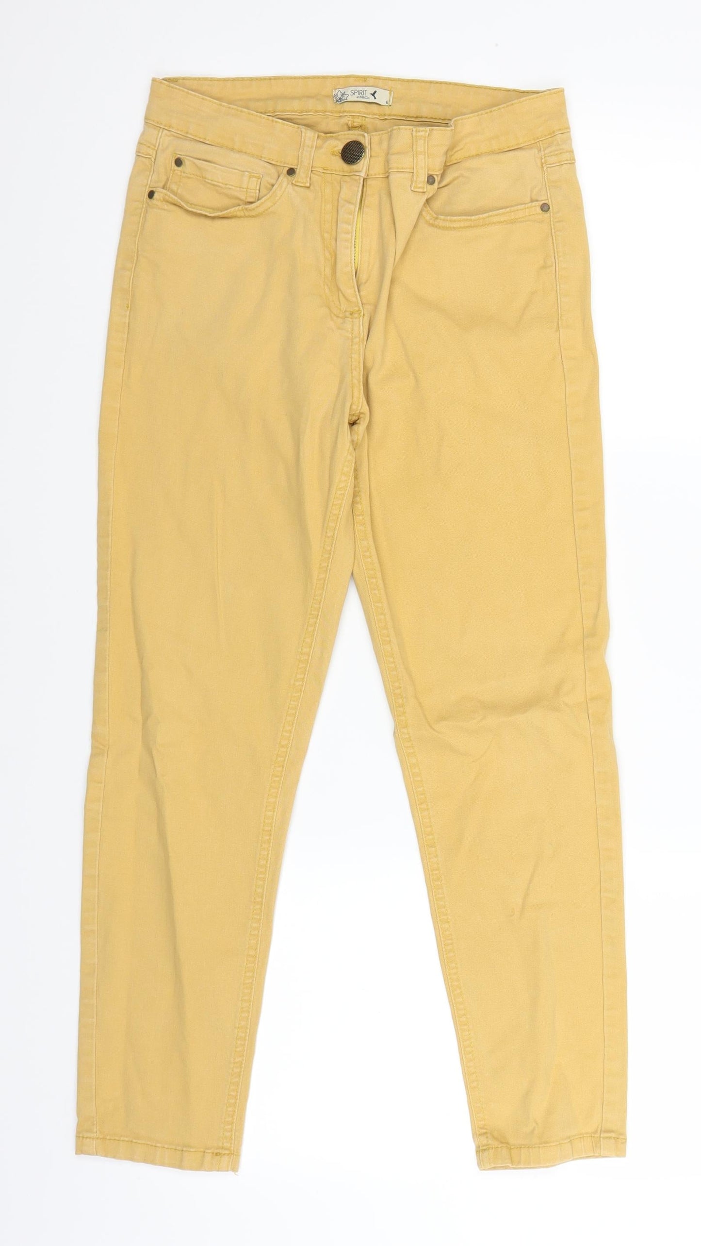 Marks and Spencer Womens Yellow  Denim Straight Jeans Size 8 L24 in