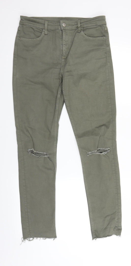 H&M Womens Green  Denim Straight Jeans Size 10 L27 in