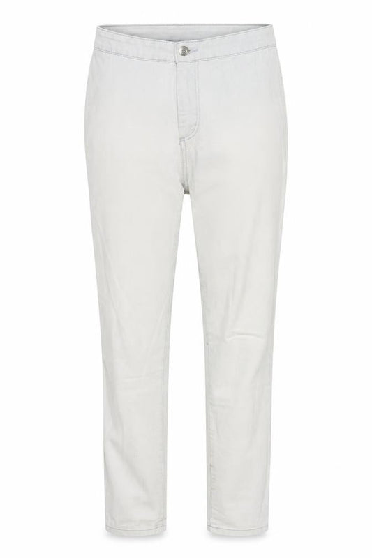Front view of Mango women’s blue denim straight jeans, size UK 10, 26-inch leg