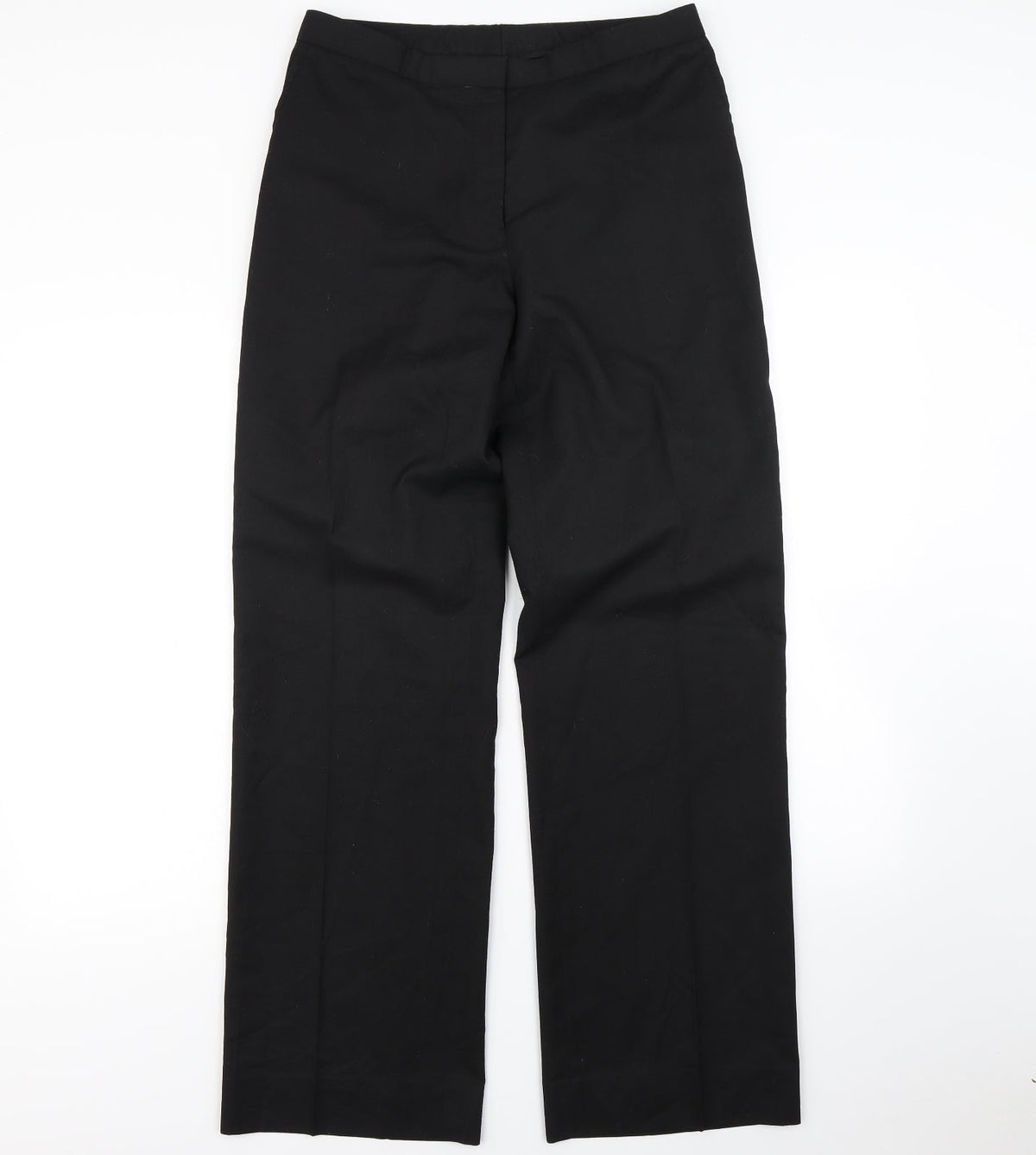 Additional front view of Preworn women’s black dress pants trousers, size UK 32, in, 30-inch leg