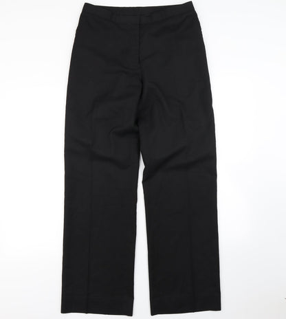 Additional front view of Preworn women’s black dress pants trousers, size UK 32, in, 30-inch leg