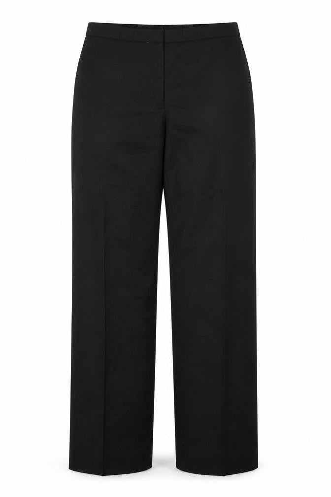 Front view of Preworn women’s black dress pants trousers, size UK 32, in, 30-inch leg