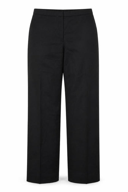 Front view of Preworn women’s black dress pants trousers, size UK 32, in, 30-inch leg