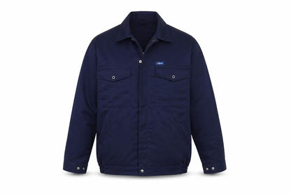 Front view of Eurostar men’s blue jacket, size M