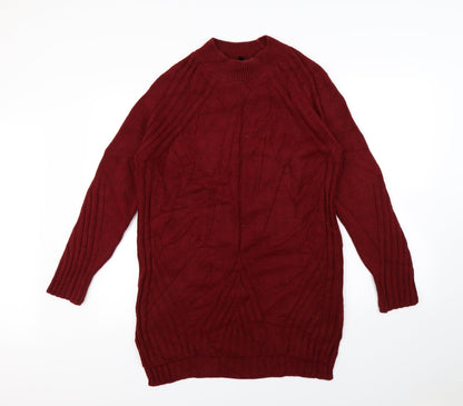 Front view of Topshop women’s red jumper, size UK 10