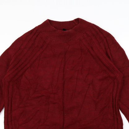 Close-up detail of Topshop women’s red jumper, size UK 10