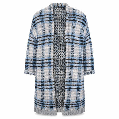 Front view of Warehouse women’s multicoloured check cardigan jumper, size S