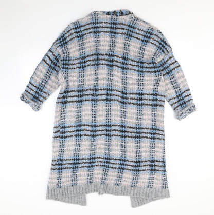 Back view of Warehouse women’s multicoloured check cardigan jumper, size S