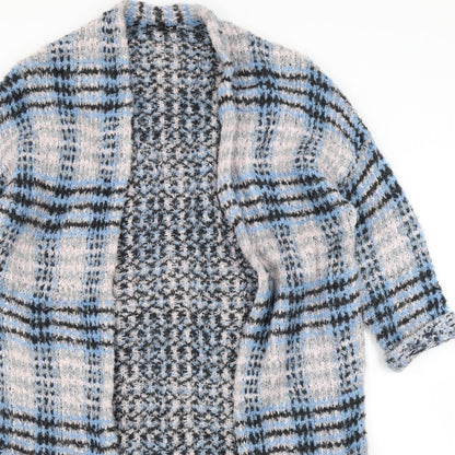 Close-up detail of Warehouse women’s multicoloured check cardigan jumper, size S