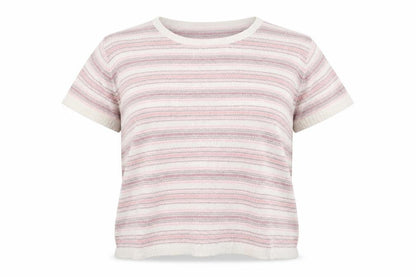 Front view of EWM women’s multicoloured striped jumper, size UK 14