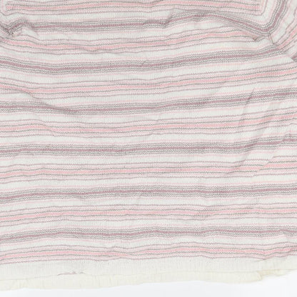 Brand and care label for EWM women’s multicoloured striped jumper, size UK 14