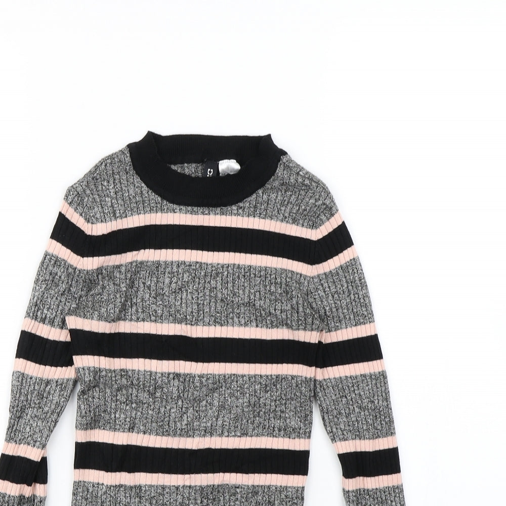 H&M Womens Grey Striped  Basic T-Shirt Size XS