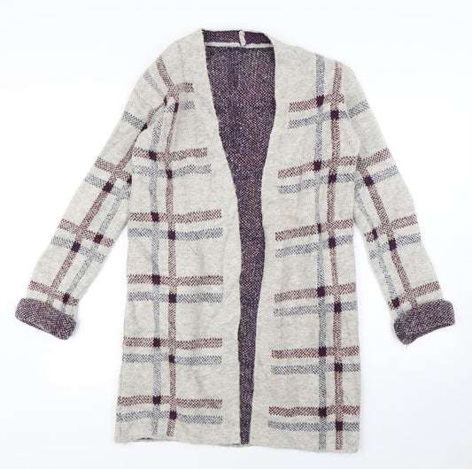 M&S Womens Beige Check  Cardigan Jumper Size S