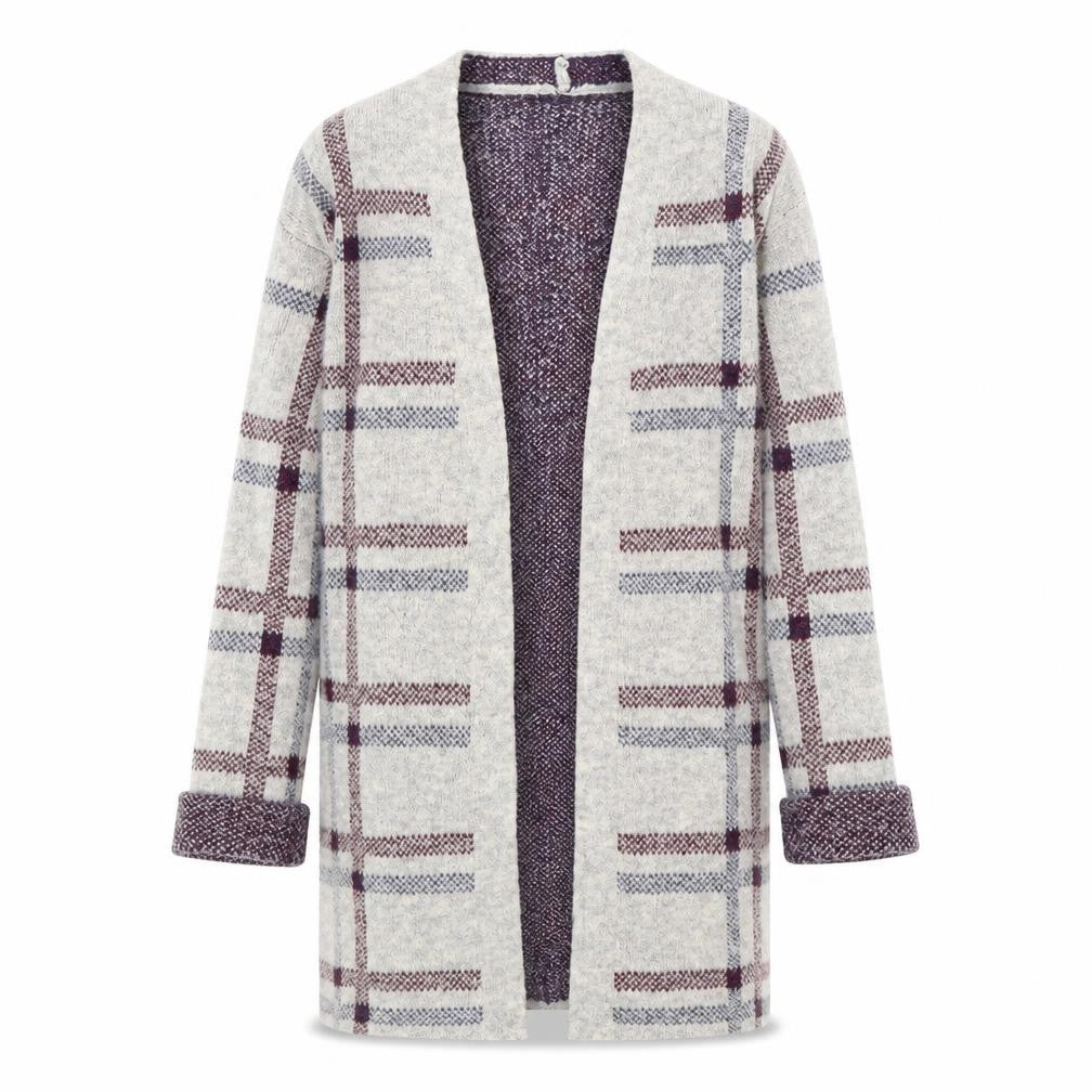 Marks & Spencer Womens Beige Check  Cardigan Jumper Size S