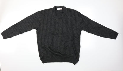 Front view of Oswal men’s grey jumper, size M