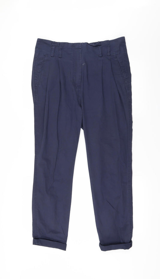 H&M Womens Blue   Chino Trousers Size 10 L25 in - Zip