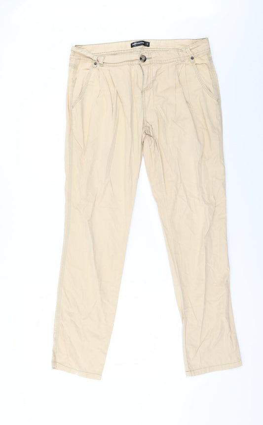 Internacionale Womens Beige   Capri Trousers Size 12 L28 in - Zip