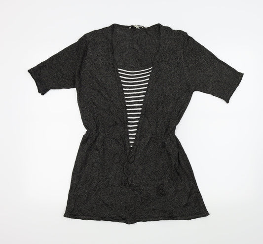 BASSINI Womens Black   Basic Blouse Size S  - Gold Metallic