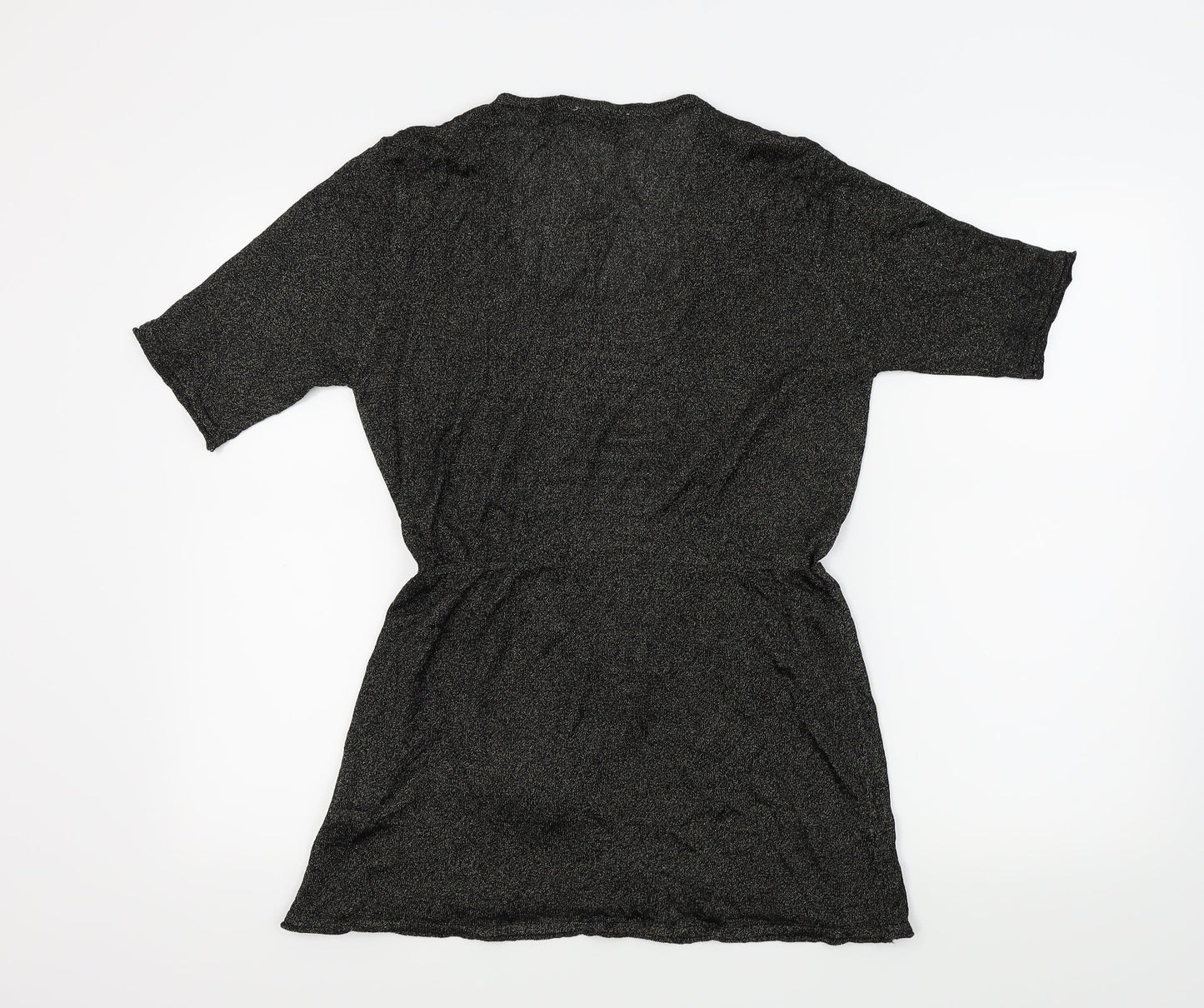 BASSINI Womens Black   Basic Blouse Size S  - Gold Metallic