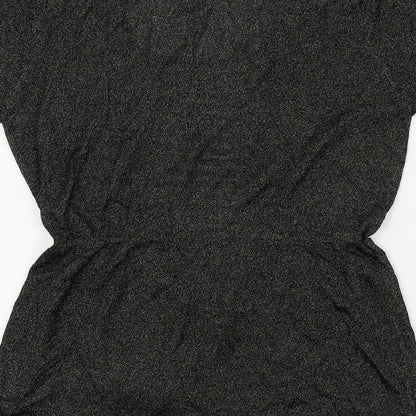 Brand and care label for Bassini women’s black basic blouse, size S, - gold metallic
