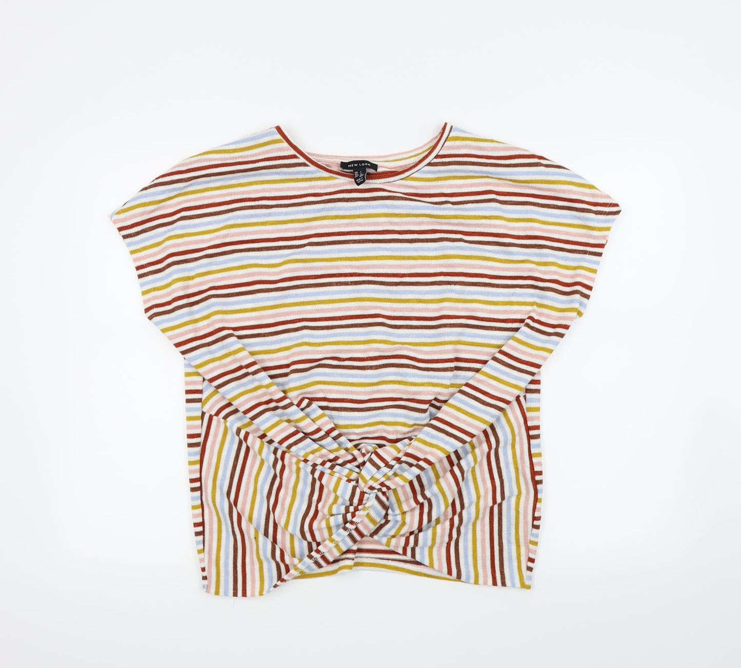 New Look Womens Red Striped  Basic T-Shirt Size L