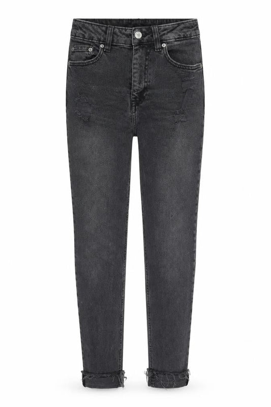 Front view of H&M women’s grey skinny jeans, size UK 8, 26-inch leg