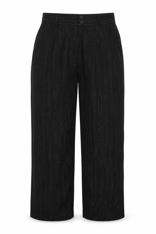 Preworn Womens Black   Trousers  Size 16 L30 in - Silver Metallised Fibre