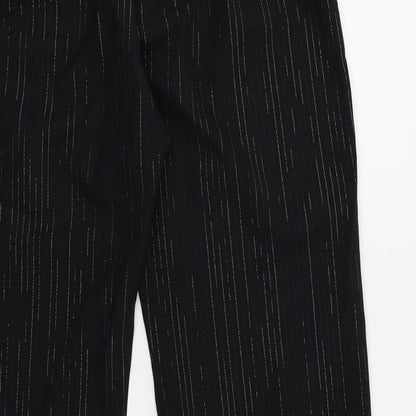 Brand and care label for Preworn women’s black trousers, size UK 16, 30-inch leg - silver metallised fibre
