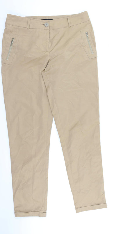 Additional front view of Pretty Girl women’s brown chino trousers, size L, 27-inch leg