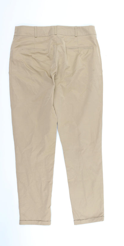 Back view of Pretty Girl women’s brown chino trousers, size L, 27-inch leg
