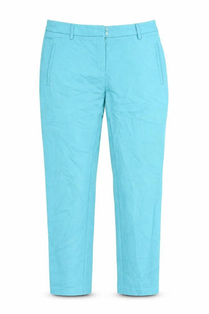 Front view of ORSAY women’s blue trousers, size UK 32, in, 26-inch leg