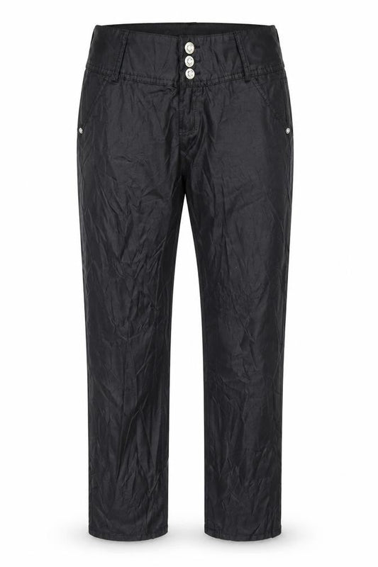 CTM moda Womens Black   Trousers  Size 29 in L30 in - Wet Look
