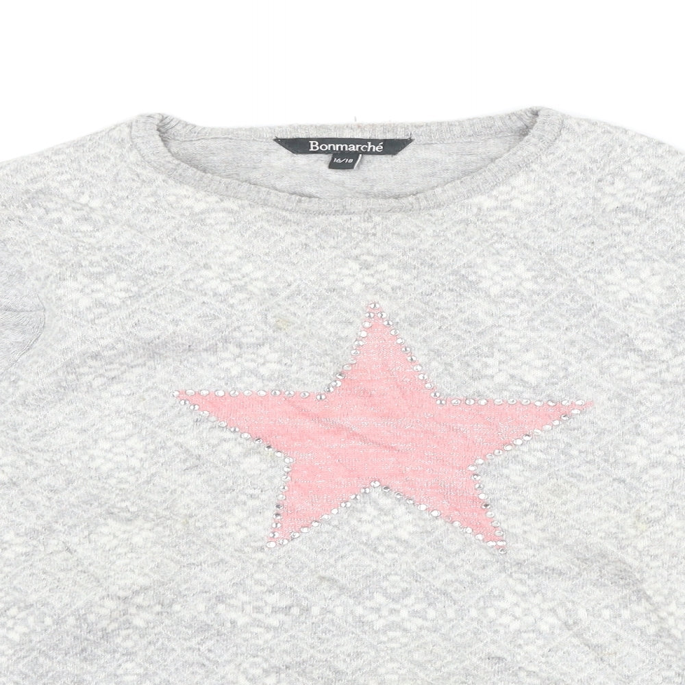 Bonmarché Womens Grey   Pullover Jumper Size 16  - star