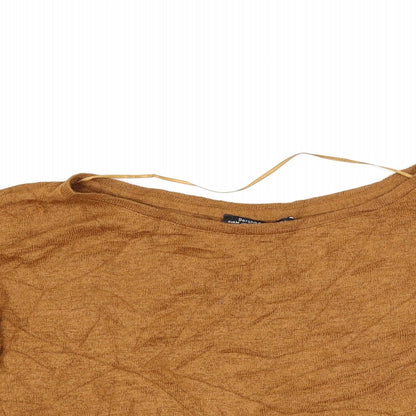 Close-up detail of Bershka women’s brown jumper, size M
