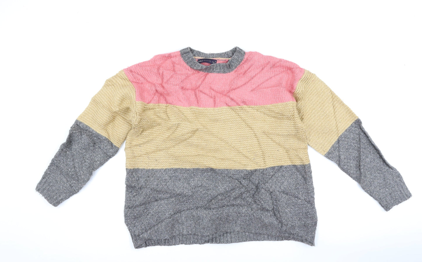 Marks and Spencer Womens Grey Striped  Pullover Jumper Size M
