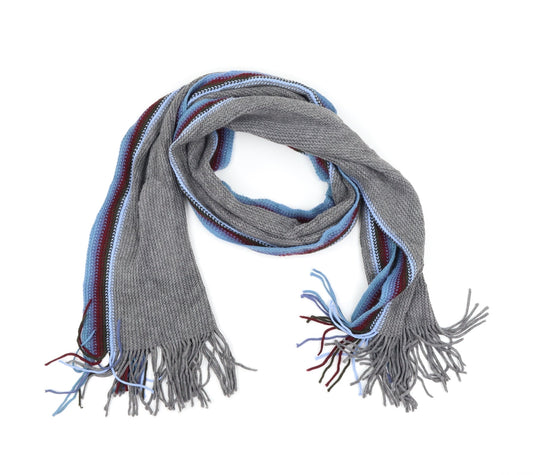 Preworn Mens Grey Striped  Scarf  One Size