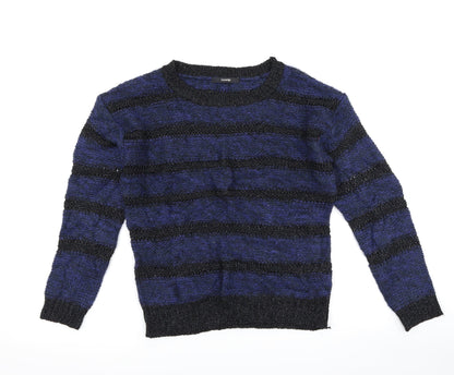 Additional front view of George women’s blue striped jumper, size UK 10