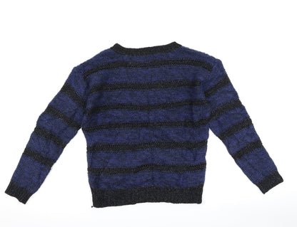 Back view of George women’s blue striped jumper, size UK 10