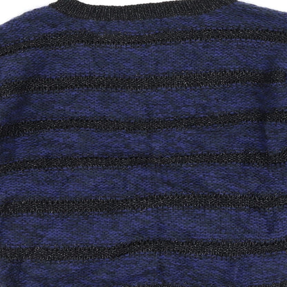 Brand and care label for George women’s blue striped jumper, size UK 10