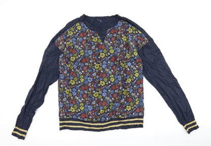 Additional front view of Next women’s blue floral jumper, size UK 14