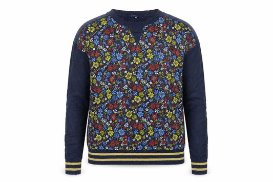 Front view of Next women’s blue floral jumper, size UK 14